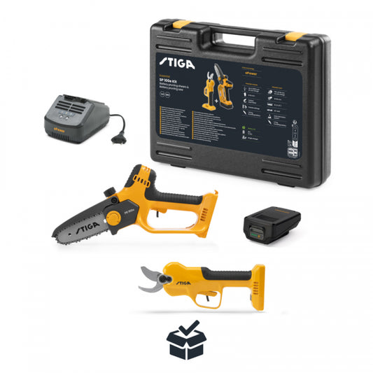 Akumulatora zāģis un grieznes Stiga SP 100e Kit + akumulators un lādētājs