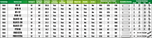 Akumulators zāliena traktoriem Fulbat SLA12-22, 12 V, 22 Ah, 210A