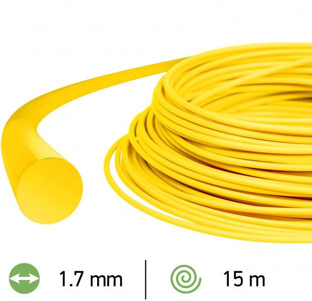 Trimmera aukla 1.7mm /15m dzeltena apaļā - MD Tehnika