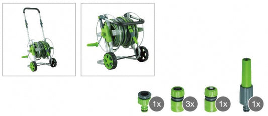 Daye ratiņi un šļūtene 25m 3/4" komplektā ar uzgaļiem