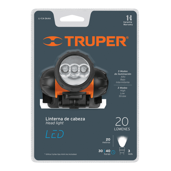 Galvas lukturis 3 LED - MD Tehnika