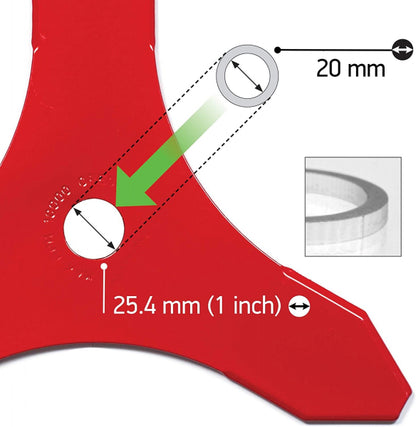 Mulčēšanas zāles asmens trīsstūris 300 (20mm/25.4mm)